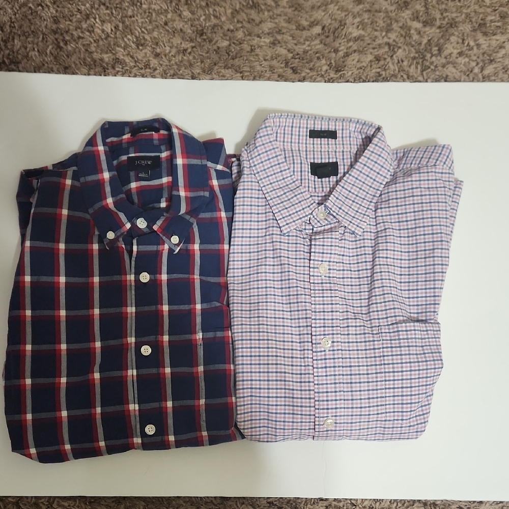 J. Crew Men's Plaid Button Down Shirts Slim Fit Size Large